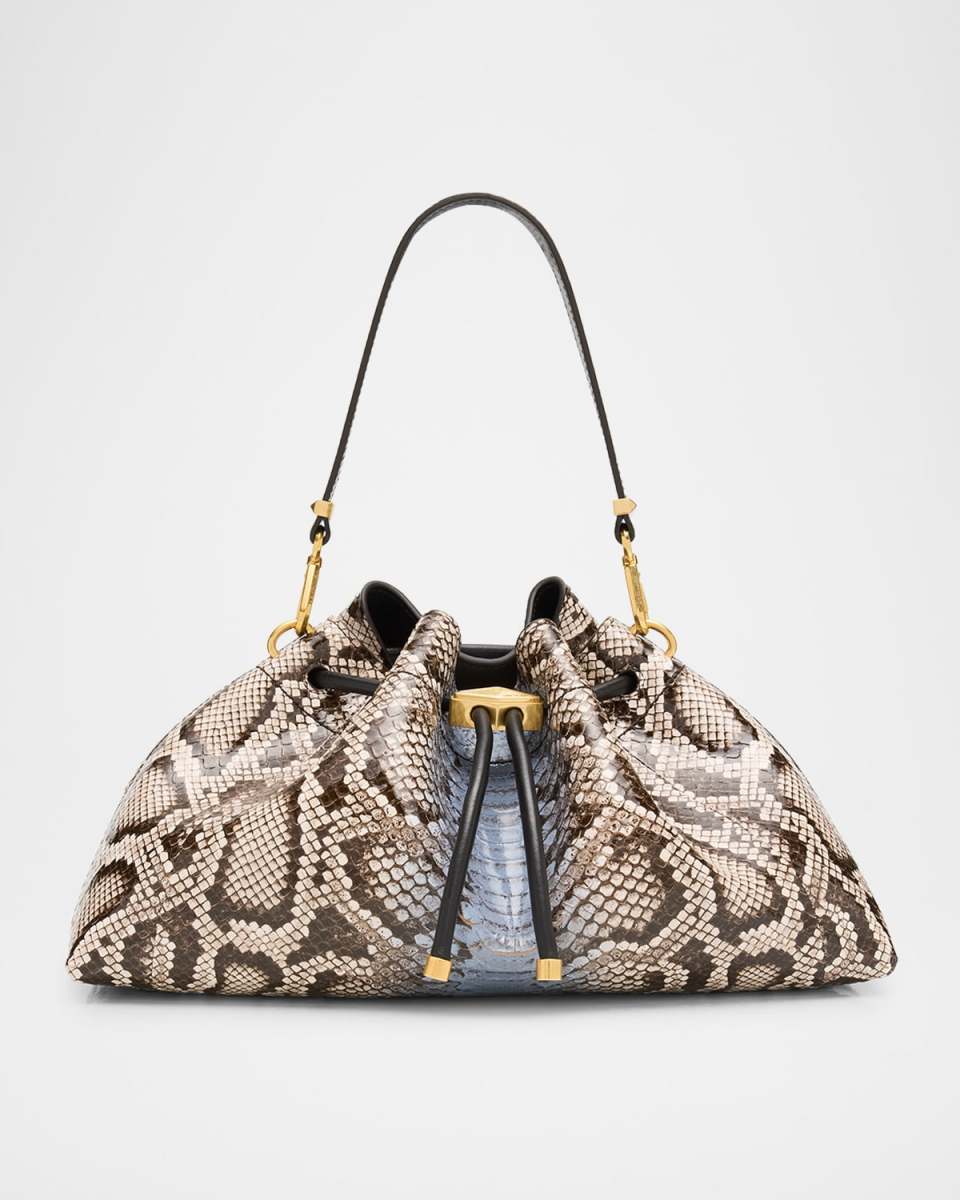 Bon Bon Python-Print Leather Bucket Bag